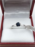 Sterling Silver Blue Sapphire Solitaire Ring