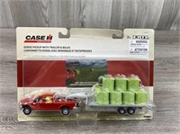 Case IH Dodge Pickup W/ Trailer & Bales, 1/64,