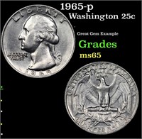 1965-p Washington Quarter 25c Grades GEM Unc