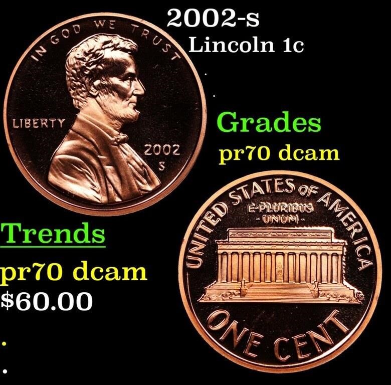Proof 2002-s Lincoln Cent 1c Graded pr70 dcam BY S
