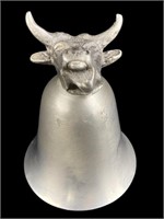 Antique Licking tongue pewter bull jigger. 3"