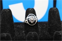 STERLING WOMENS RING BLACK STONE AND SETTING SZ.8