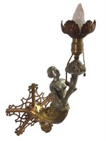 Electrified Gas Wall Sconce w Figural Support