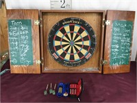 English Dartboard In Case With Darts And Hardware