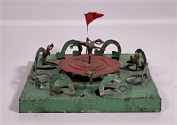 Racehorse spin wheel toy, 6.5" tin base, MJ Depose