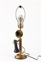 WESTERN ELECTRIC BRASS CANDLESTICK TELEPHONE LAMP