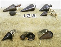 8 – Assorted cast iron plumb bobs, various types,