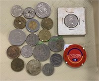 18 foreign coins including a 1973 Canadian