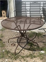 Round Mesh Top Metal Patio Table
