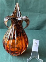 Dark Amber Art Glass Vase