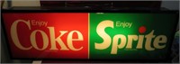 Enjoy Coke-Sprite Light-Up Sign Working 14x43
