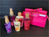 Victoria’s Secret bag with body wash, lotion, and