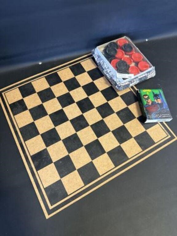 Game lot travel checkers, batman playing cards +