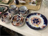 Gaudy Ironstone Cups and Saucer with Plate
