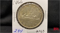 1966 Canadian silver dollar