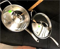 Lot of 2 Stainless Items  Skillet &  Sauce Pan