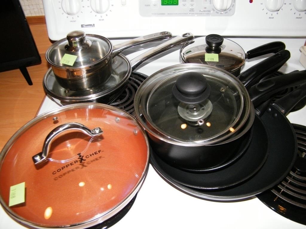 COOKWARE LOT: COPPER CHEF, REVERE & OTHER