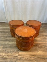 3pc Round End Tables w/ Storage Med Finish