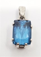 Sterling Silver Pendant set with a large blue Ston
