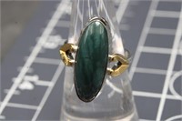 Sterling Silver, Size 6½, Green Jade Ring