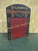 ANTIQUE LAMBS 5 CENT SALTED PEANUTS DISPLAY
