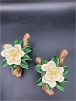Vintage ceramic floral magnolia decor
