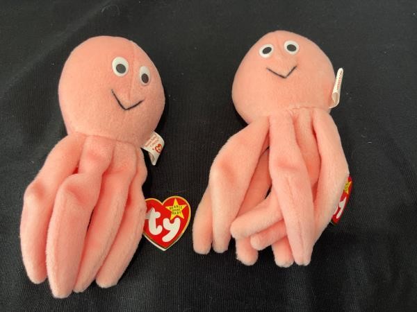 Two vintage inky octopus collectible beanie babies