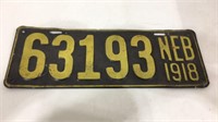 1918 Nebraska license plate