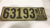 1919 Nebraska license plate