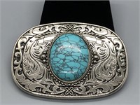 Silver and Turquoise Belt Buckle