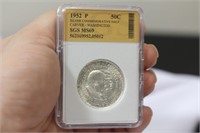 Graded 1952P Commemorative Silver Half Carver Coin