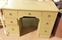 Lot #753 - Green painted seven drawer desk