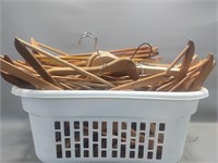 Laundry Basket W/ Wooden Clothes Hangers