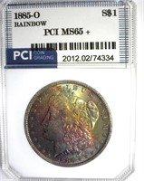 1885-O Morgan PCI MS65+ Rainbow