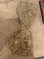 Two Beautiful Wire Hearts Decor