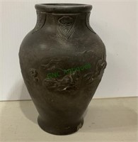 Asian stoneware vase measures approximately 10