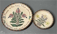 (2) PA Dutch Decorated Redware Plates