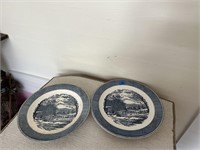 2 Currier & Ives Platters