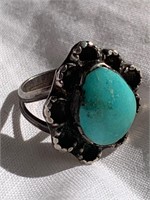 Sterling Silver Navajo Ring w/ Turquoise Sz 5