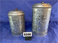 2 Piece Metal Canister Set, 8.5 & 10.5"T