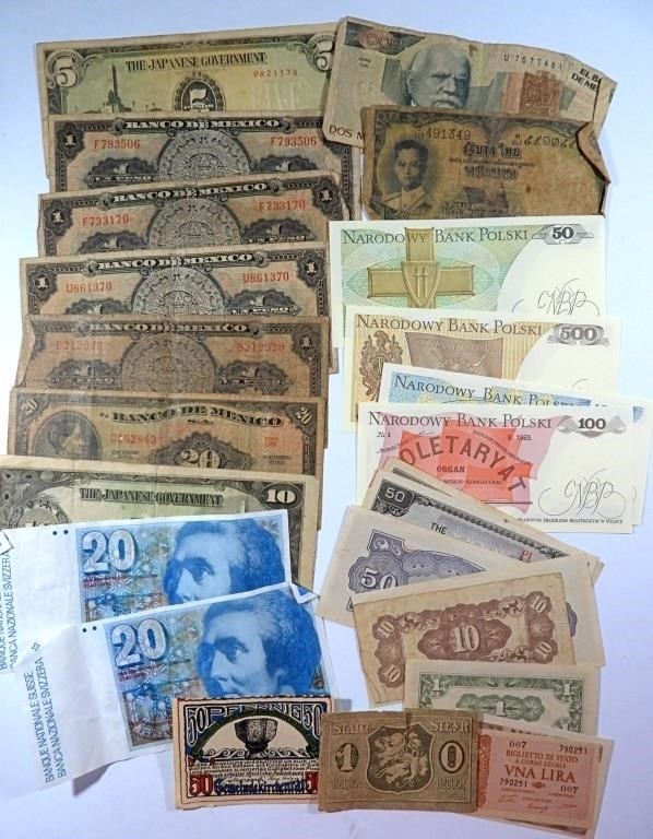 25 pc FOREIGN CURRENCY / PAPER MONEY