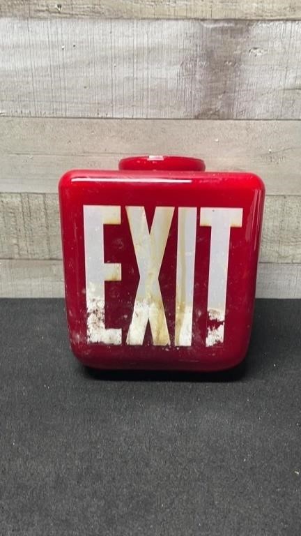 Vintage Red Milk Glass Exit Sign