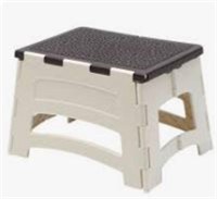 Plastic White And Brown Folding Step Stool