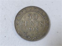 1918 NEWFOUNDLAND 50 CENT COIN