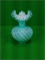 Fenton Blue Fluted Glass Vase