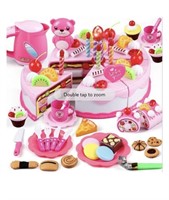 37Pcs Plastic Kitchen Cutting Toy Birthday Cake