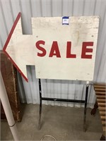 Wooden SALE sign with metal legs