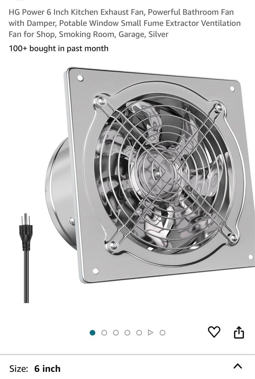HG Power 6 Inch Kitchen Exhaust Fan,