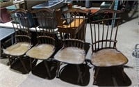 Four Vintage Wooden Wide Bottom Chairs
