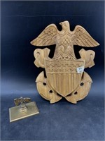 Lot of 2: US Coast Guard wood emblem and small Bri